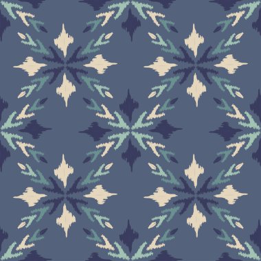 Ikat. Kusursuz desen. Geleneksel süs. Geometrik arkaplan. Web tasarımı veya yazdırma için vektör illüstrasyonu.