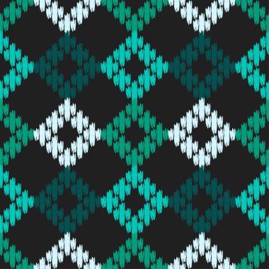 Ikat. Kusursuz desen. Geleneksel süs. Geometrik arkaplan. Web tasarımı veya yazdırma için vektör illüstrasyonu.