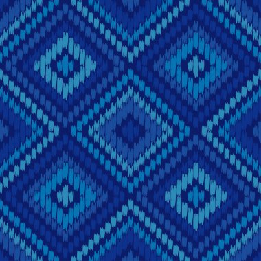 Ikat. Kusursuz desen. Geleneksel süs. Geometrik arkaplan. Web tasarımı veya yazdırma için vektör illüstrasyonu.