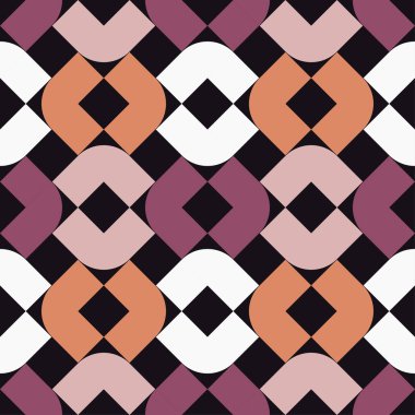 Yuvarlak köşeli kare şekilleri. Kusursuz desen. Vektör geometrik arkaplan. Web tasarımı veya yazdırma için vektör illüstrasyonu.