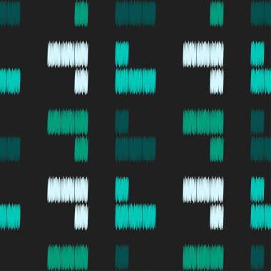 Ikat. Kusursuz desen. Geleneksel süs. Geometrik arkaplan. Web tasarımı veya yazdırma için vektör illüstrasyonu.