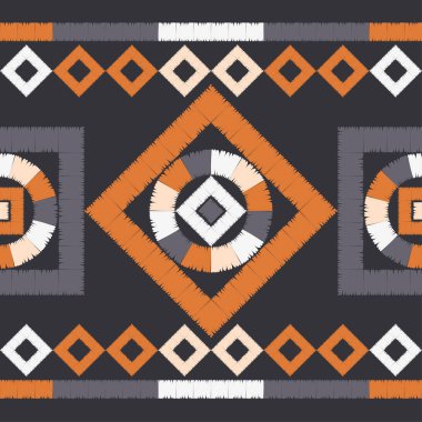 Etnik boho kusursuz desen. Dantelli. Kumaş üzerine nakış. Yama dokusu. Dokuma. Geleneksel süs. Kabile düzeni. Halk motifi. Web tasarımı veya yazdırma için vektör illüstrasyonu.