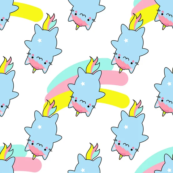 Cute Unicorn Cat Vector Illustration Web Design Print — Stock Vector