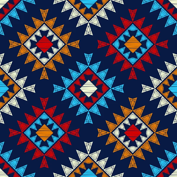 Patrón Étnico Boho Sin Costuras Encaje Bordado Tela Textura Patchwork — Vector de stock