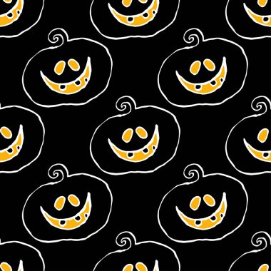 Balkabağım. Cadılar Bayramı için siyah beyaz mürekkep çizimi. Web tasarımı veya yazdırma için vektör illüstrasyonu.