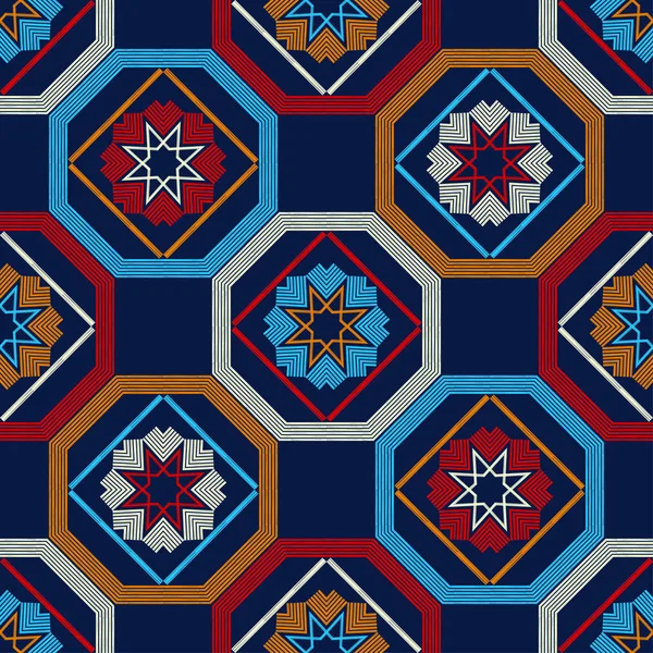 Seamless Pattern Decorative Snowflakes Stars Vector Illustration Web Design Print — Stock Vector