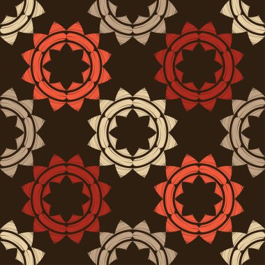 Puantiyeli noktalar kusursuz desen. Etnik figürler mozaiği. Desenli doku. Geometrik arkaplan. Web tasarımı veya yazdırma için vektör illüstrasyonu.