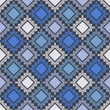 Kusursuz desen. Norveç pikseli kar taneleriyle arka plan. Web tasarımı veya yazdırma için vektör illüstrasyonu.