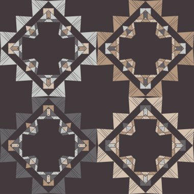 Aztek elementleri. Kusursuz desen. Geometri. Elle kumandalı tasarım. Tekstil. Etnik boho süsü. Web tasarımı veya yazdırma için vektör illüstrasyonu.