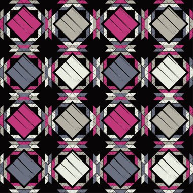 Aztek elementleri. Kusursuz desen. Geometri. Elle kumandalı tasarım. Tekstil. Etnik boho süsü. Web tasarımı veya yazdırma için vektör illüstrasyonu.