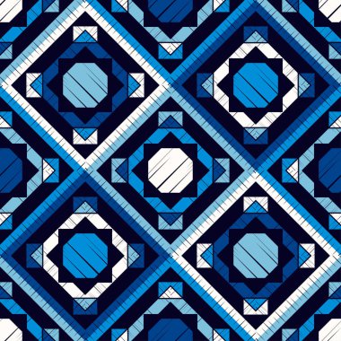 Aztek elementleri. Kusursuz desen. Geometri. Elle kumandalı tasarım. Tekstil. Etnik boho süsü. Web tasarımı veya yazdırma için vektör illüstrasyonu.