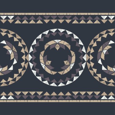 Puantiyeli noktalar kusursuz desen. Etnik figürler mozaiği. Desenli doku. Geometrik arkaplan. Web tasarımı veya yazdırma için vektör illüstrasyonu. 