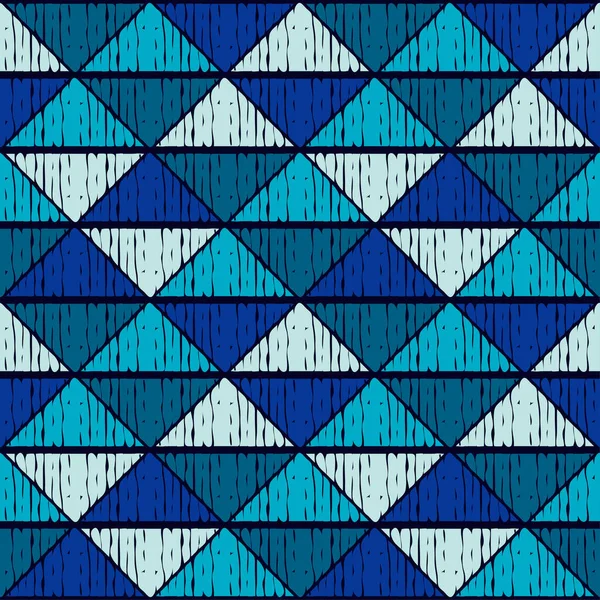 Mosaico Triángulos Azul Patrón Sin Costuras Geometría Diseño Con Eclosión — Vector de stock