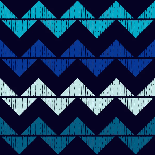 三角的马赛克 蓝色的无缝图案 设计与人工孵化器 纺织品 民族布荷族装饰 网页设计或印刷的矢量图解 — 图库矢量图片