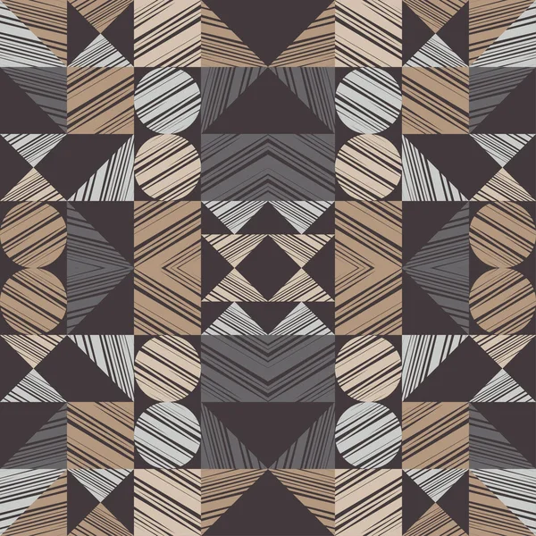 Geometrikus Formájú Mozaik Zökkenőmentes Minta Geometria Tervezés Kézi Kikeléssel Textilből — Stock Vector