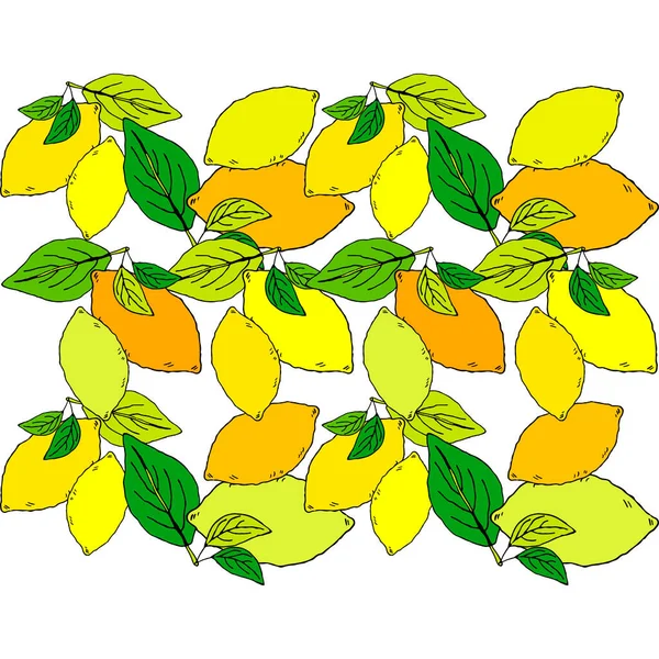 Patrón Sin Costuras Con Limones Dibujados Fondo Estilo Tropical Cítricos — Vector de stock