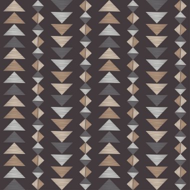 Kahverengi zemin, ahşap desenli. Ağ kurma. Etnik boho süsü. Geometri. Kusursuz desen. Web tasarımı veya yazdırma için vektör illüstrasyonu.