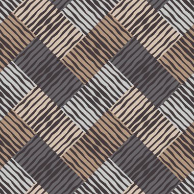 Kahverengi zemin, ahşap desenli. Ağ kurma. Etnik boho süsü. Geometri. Kusursuz desen. Web tasarımı veya yazdırma için vektör illüstrasyonu.