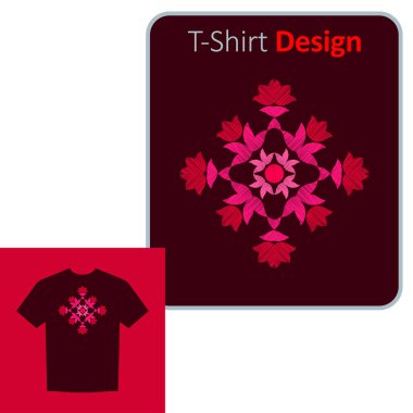 Dekoratif çiçekler. Tişörtte pozitif desen.