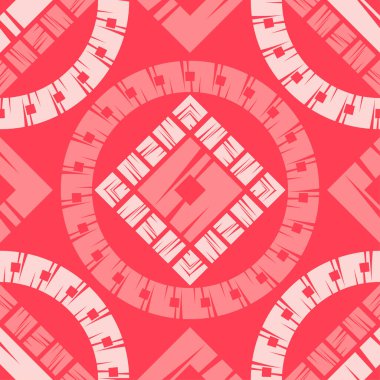 Geometrik şekilli mozaik. Elle kumandalı tasarım. Geometri. Kusursuz desen. Tekstil. Etnik boho süsü. Web tasarımı veya yazdırma için vektör illüstrasyonu.