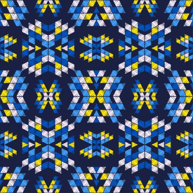Aztek elementleri. Elle kumandalı tasarım. Geometri. Kusursuz desen. Tekstil. Etnik boho süsü. Web tasarımı veya yazdırma için vektör illüstrasyonu.