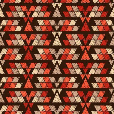 Aztek elementleri. Elle kumandalı tasarım. Geometri. Kusursuz desen. Tekstil. Etnik boho süsü. Web tasarımı veya yazdırma için vektör illüstrasyonu.