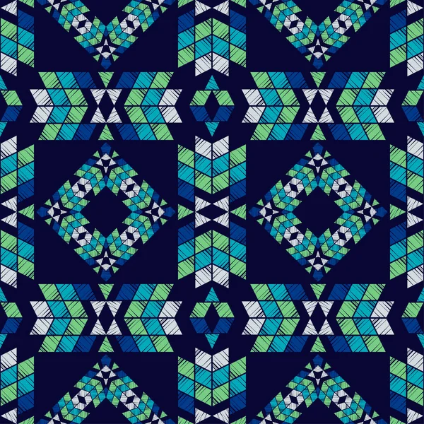 Aztek Elementleri Elle Kumandalı Tasarım Geometri Kusursuz Desen Tekstil Etnik — Stok Vektör