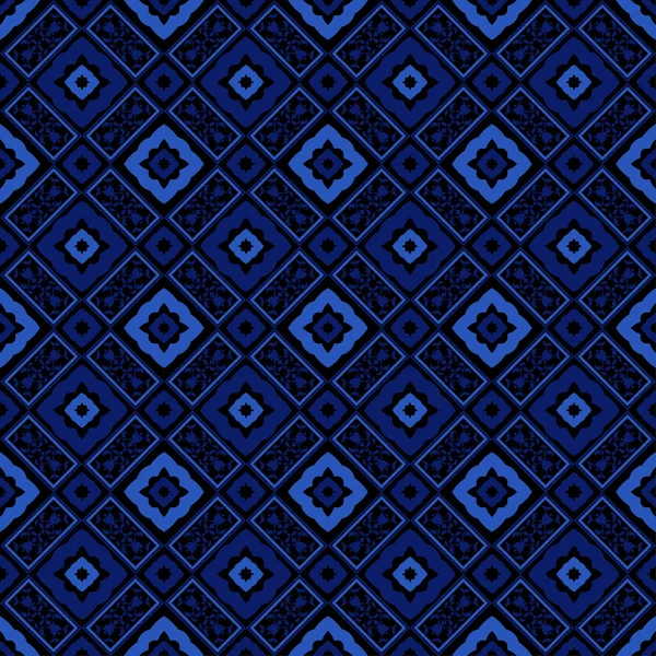 Seamless Background Blue Muslim Pattern Geometry Textile Ethnic Boho Ornament — Stock Vector