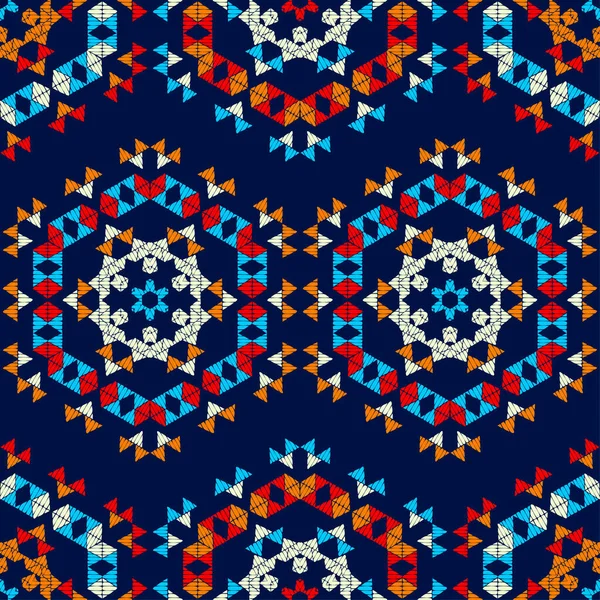 Mozaik Geometriai Alakzattal Tervezés Kézi Kikeléssel Geometria Zökkenőmentes Minta Textilből — Stock Vector