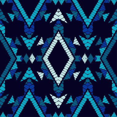 Rhombuslar. Geometrik şekilli mozaik. Elle kumandalı tasarım. Geometri. Kusursuz desen. Tekstil. Etnik boho süsü. Web tasarımı veya yazdırma için vektör illüstrasyonu.. 
