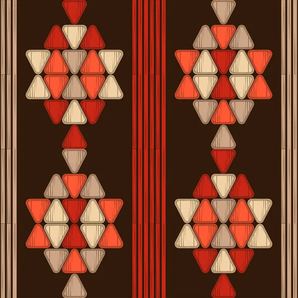アステカの要素 幾何学的な形状のモザイク マニュアルハッチング付きのデザイン 幾何学 シームレスなパターン 繊維だ 民族のBoho装飾 ウェブデザインや印刷のためのベクターイラスト — ストックベクタ