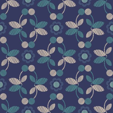 Bahar ve yaz çiçeklerinin nakışı. Kusursuz desen. Web tasarımı veya yazdırma için resim.