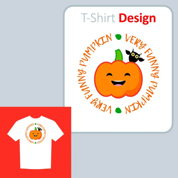 Drawing Pumpkin Halloween Harvest Festival Positive Pattern Shirt Vector Illustration — Stock Vector