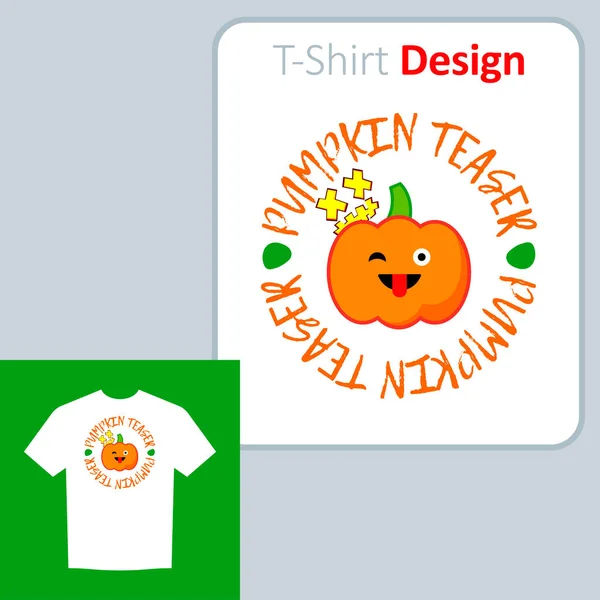 Drawing Pumpkin Halloween Harvest Festival Positive Pattern Shirt Vector Illustration — Stock Vector
