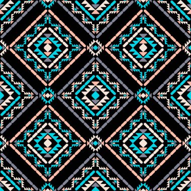 Aztek elementleri. Elle kumandalı tasarım. Geometri. Kusursuz desen. Tekstil. Etnik boho süsü. Web tasarımı veya yazdırma için vektör illüstrasyonu.