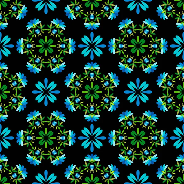Sömlös Bakgrund Med Dekorativa Blommor Färgglada Mexikanska Traditionella Textilbroderier Etnisk — Stock vektor