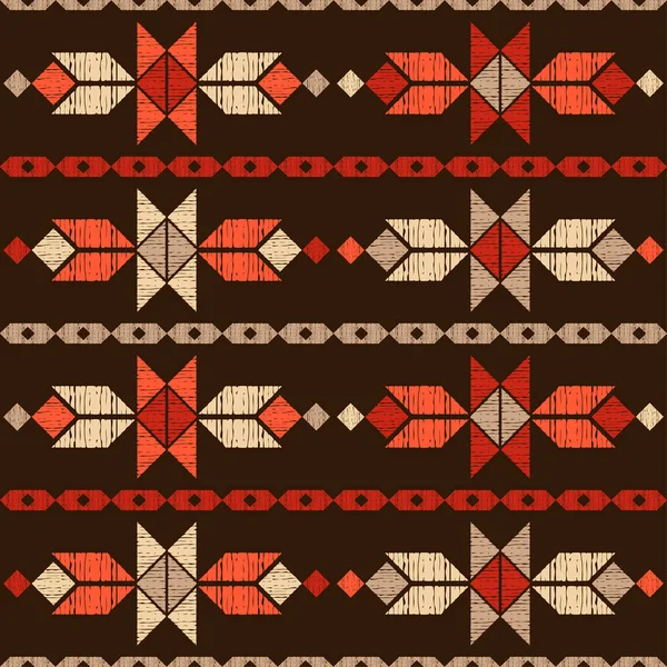 Mozaik Geometriai Alakzattal Geometria Zökkenőmentes Minta Tervezés Kézi Kikeléssel Textilből — Stock Vector