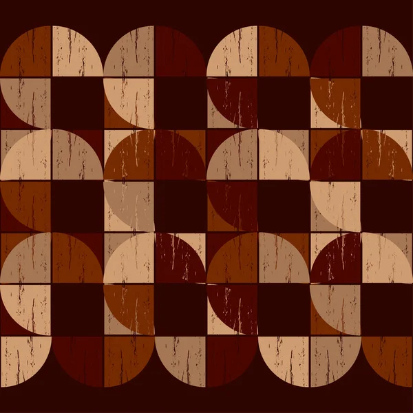 Brown Floor Wooden Texture Netting Ethnic Boho Ornament Geometry Seamless — Stock Vector