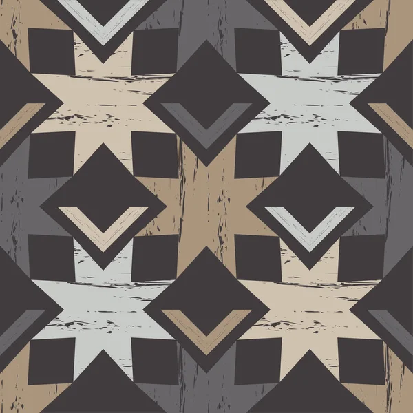 Bruine Vloer Met Houten Textuur Netwerk Etnische Boho Ornament Geometrie — Stockvector
