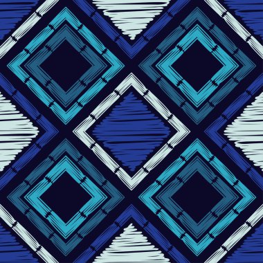 Geometrik şekilli mozaik. Geometri. Kusursuz desen. Elle kumandalı tasarım. Tekstil. Etnik boho süsü. Web tasarımı veya yazdırma için vektör illüstrasyonu.