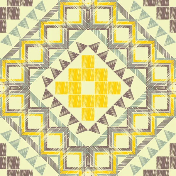 Mosaik Med Geometriska Former Geometri Sömlöst Mönster Design Med Manuell — Stock vektor