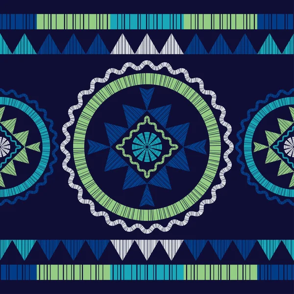 具有几何形状的马赛克 无缝图案 设计与人工孵化器 纺织品 民族布荷族装饰 网页设计或印刷的矢量图解 — 图库矢量图片