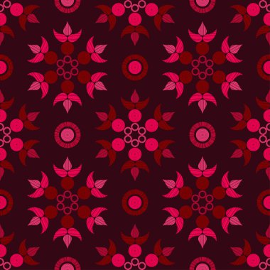 Noel Kar Taneleri. Paisley süsü. Kusursuz bir geçmişi var. Elle kumandalı tasarım. Çizim. Ikat. Web tasarımı veya yazdırma için vektör illüstrasyonu.