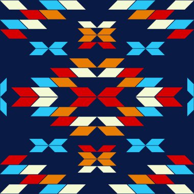 Aztek elementleri. Geometrik şekilli mozaik. Kusursuz desen. Elle kumandalı tasarım. Tekstil. Etnik boho süsü. Web tasarımı veya yazdırma için vektör illüstrasyonu.