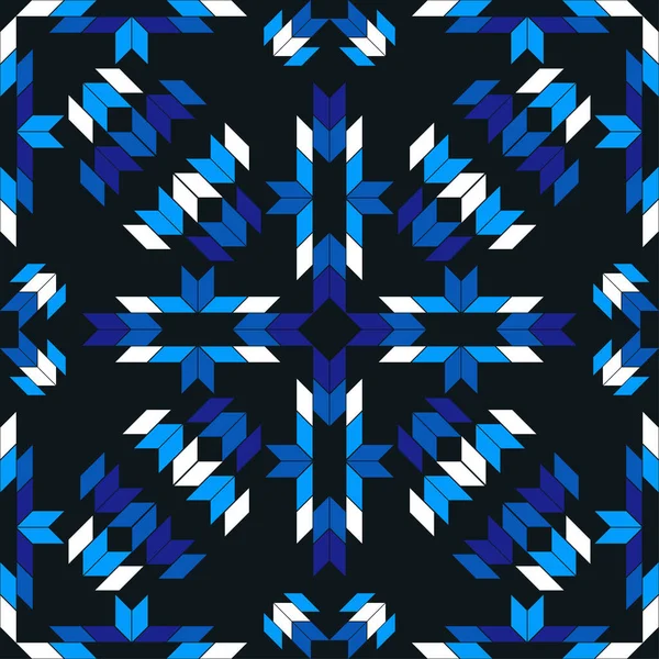 Aztécké Živly Mozaika Geometrickými Tvary Bezproblémový Vzorec Design Ručním Vylíhnutím — Stockový vektor