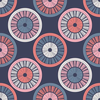 Geometrik şekilli mozaik. Kusursuz desen. Elle kumandalı tasarım. Tekstil. Etnik boho süsü. Web tasarımı veya yazdırma için vektör illüstrasyonu.