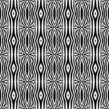 Zebra çizgili tasarım. Siyah ve beyaz. Etnik boho süsü. Kusursuz bir geçmişi var. Kabile motifi. Web tasarımı veya yazdırma için vektör illüstrasyonu.