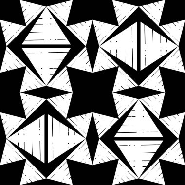 Geometrik şekilli mozaik. Kusursuz desen. Elle kumandalı tasarım. Tekstil. Etnik boho süsü. Web tasarımı veya yazdırma için vektör illüstrasyonu.