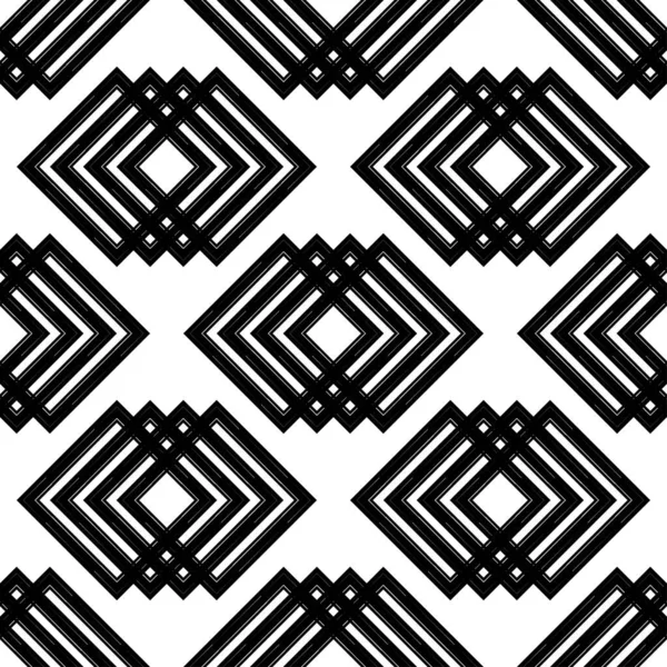 Mosaic Geometric Shapes Seamless Pattern Design Manual Hatching Textile Ethnic — Stock Vector