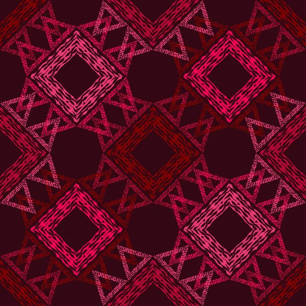 Geometrik şekilli mozaik. Kusursuz desen. Elle kumandalı tasarım. Tekstil. Etnik boho süsü. Web tasarımı veya yazdırma için vektör illüstrasyonu.
